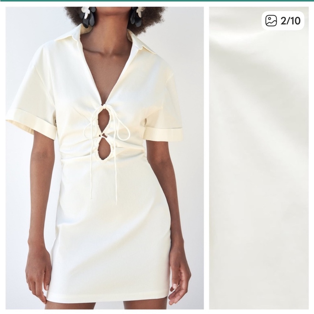 Zara White Lace Up Dress